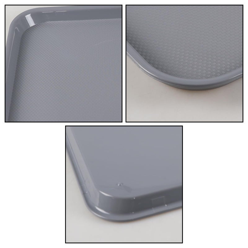 Pekky Plastic Fast Food Trays Set of 4, Restaurant Serving Tray, Grey Dinner Eating Tray - Image 5